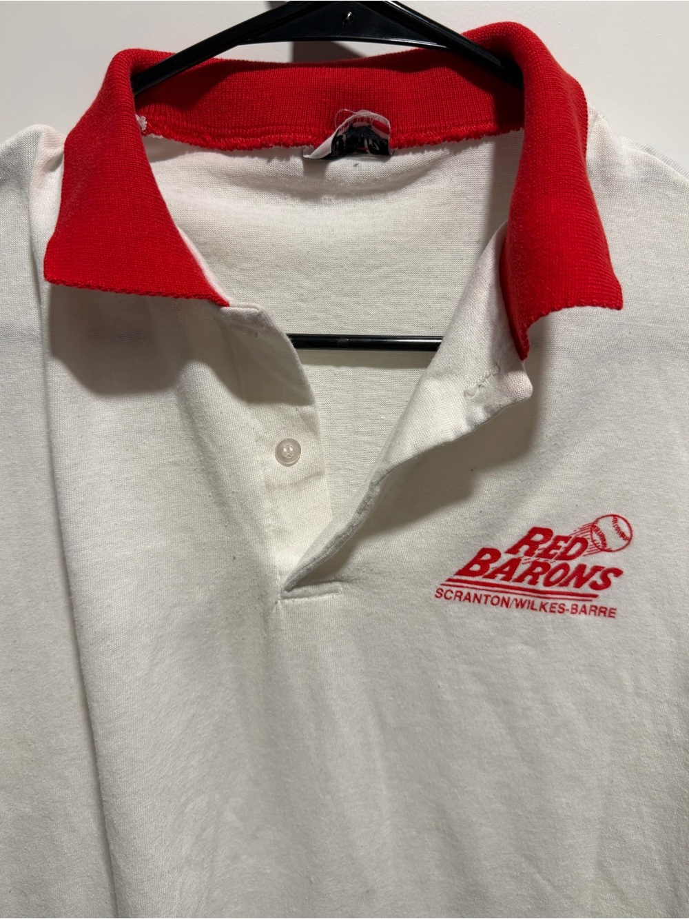 Men's White Polo with Red Collar